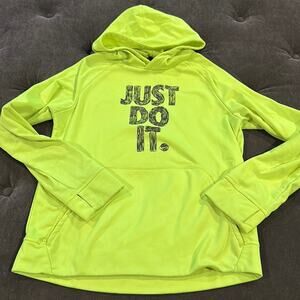 Nike “ just do it “ yellow sweatshirt size large with thumb holes